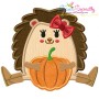 Hedgehog Girl Pumpkin Applique Design Pattern-3