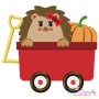 Hedgehog Girl Wagon Embroidery Design Pattern-1