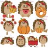 Fall Hedgehogs Girl Fill Embroidery Design Bundle- 1