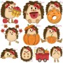 Fall Hedgehogs Girl Applique Design Bundle-1