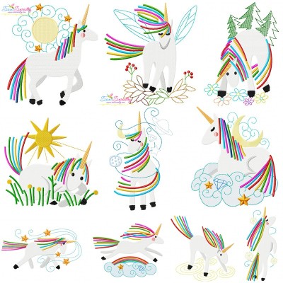 Artistic Unicorns Embroidery Design Pattern Bundle-1