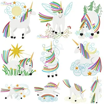 Artistic Unicorns Embroidery Design Bundle-1