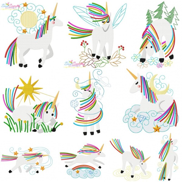 Artistic Unicorns Embroidery Design Bundle-1