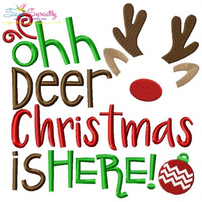 Ohh Deer Christmas Is Here Embroidery Design Pattern-1