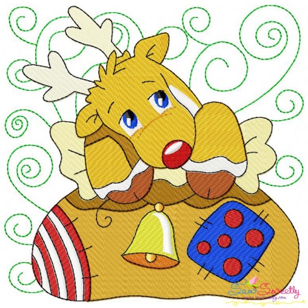 Christmas Block- Deer Embroidery Design Pattern-1
