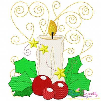 Christmas Block- Candle Embroidery Design Pattern-1