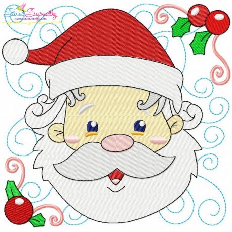 Christmas Block- Santa Face Embroidery Design- 1