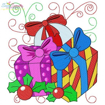 Christmas Block- Gifts Embroidery Design Pattern-1