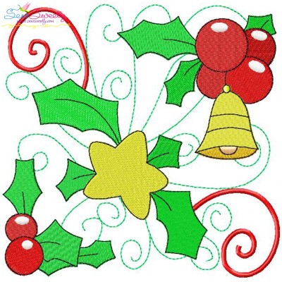 Christmas Block- Bell And Star Embroidery Design Pattern-1