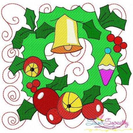 Christmas Block- Wreath Embroidery Design Pattern