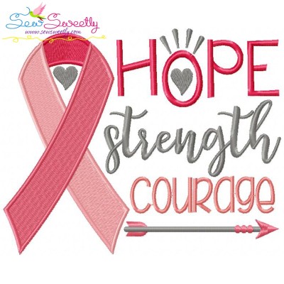 Hope Strength Courage Ribbon Embroidery Design- 1