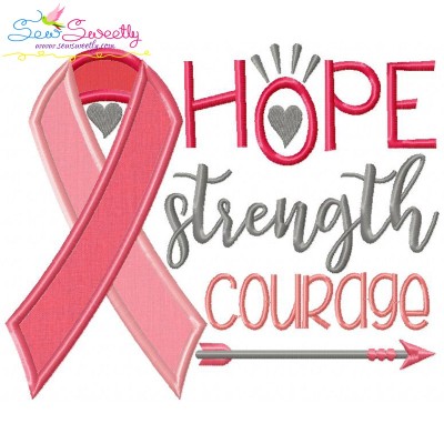 Hope Strength Courage Ribbon Applique Design Pattern-1
