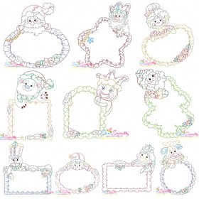 Vintage Stitch Christmas Frames Embroidery Design Bundle-1