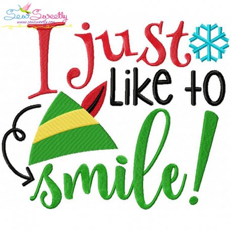 I Just Like To Smile Embroidery Design Pattern-1