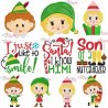 Christmas Elves And Lettering Embroidery Design Bundle- 1