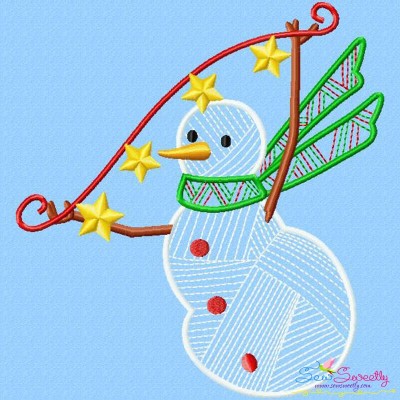Bean Stitch Christmas Snowman Embroidery Design Pattern-1
