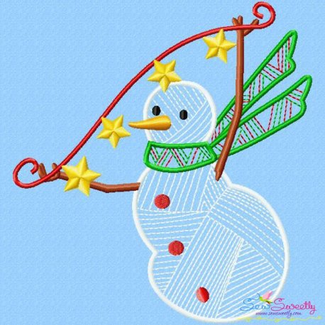Bean Stitch Christmas Snowman Embroidery Design Pattern