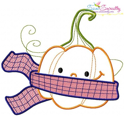Fall Pumpkin Scarf Embroidery Design Pattern-1