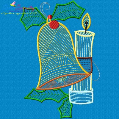 Bean Stitch Christmas Bell Embroidery Design Pattern-1