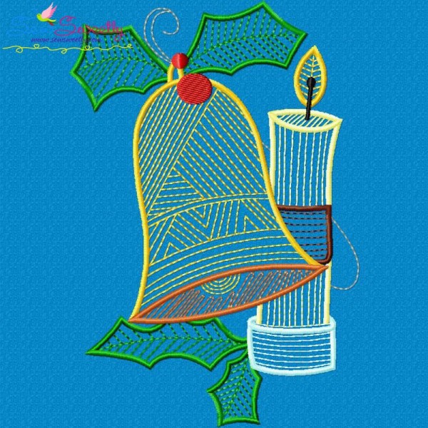 Bean Stitch Christmas Bell Embroidery Design Pattern-1