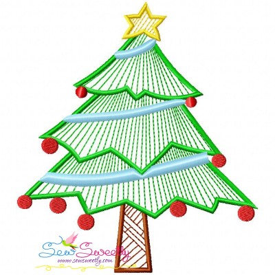 Bean Stitch Christmas Tree Embroidery Design Pattern-1
