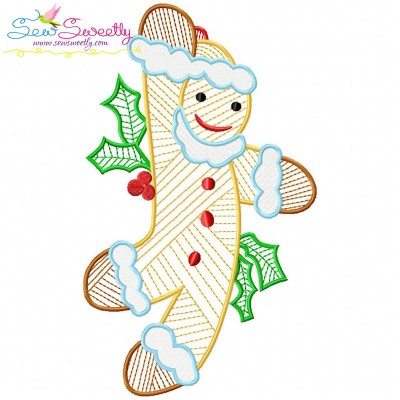 Bean Stitch Christmas Gingerbread Man Embroidery Design Pattern-1
