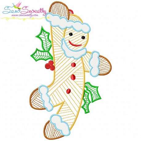 Bean Stitch Christmas Gingerbread Man Embroidery Design Pattern