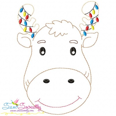 Bean Stitch Christmas Moose Embroidery Design Pattern-1