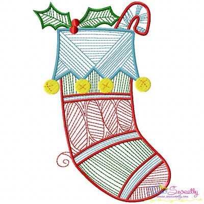 Bean Stitch Christmas Stocking Embroidery Design Pattern-1