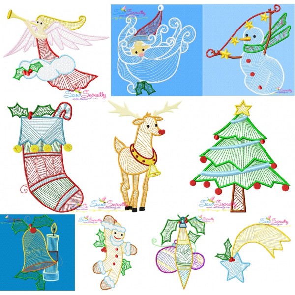 Bean Stitch Christmas Embroidery Design Bundle-1