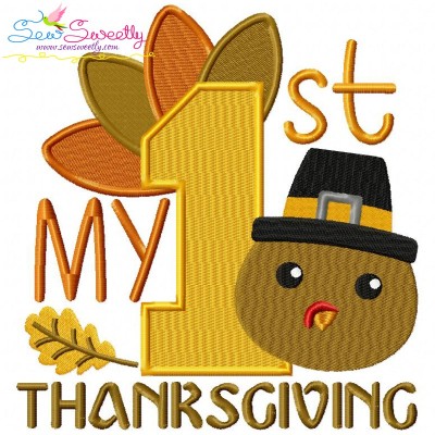 My 1st Thanksgiving Lettering Embroidery Design Pattern-1