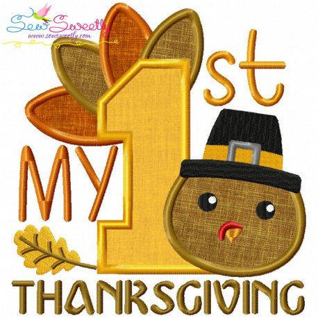 My 1st Thanksgiving Lettering Applique Design Pattern-1