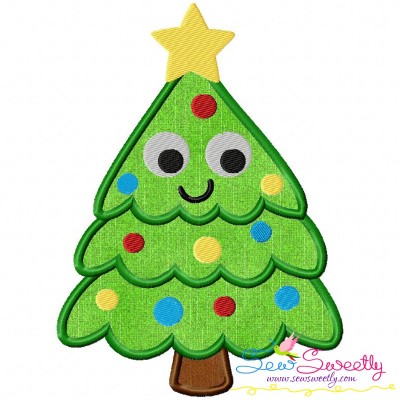 Happy Christmas Tree Applique Design Pattern-1