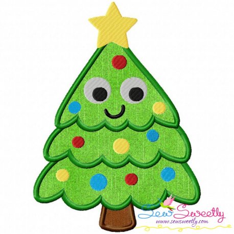 Happy Christmas Tree Applique Design Pattern