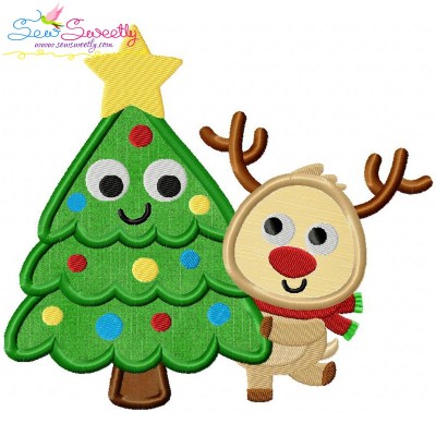 Christmas Tree And Deer Applique Design Pattern-1