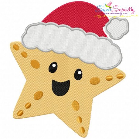 Christmas Santa Hat Starfish Embroidery Design