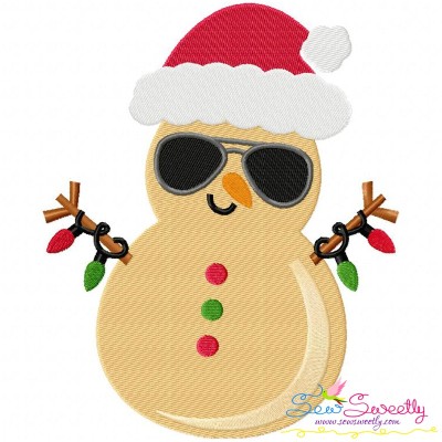 Christmas Beach Snowman Embroidery Design Pattern-1