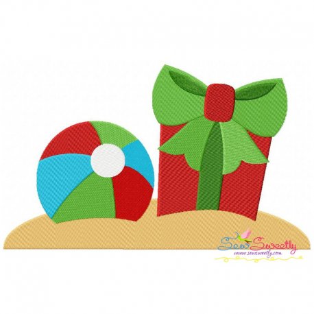 Christmas Beach Ball Gift Embroidery Design Pattern