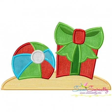 Christmas Beach Ball Gift Applique Design Pattern