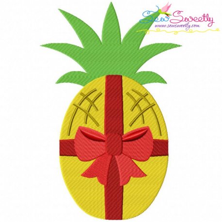 Christmas Pineapple Bow Embroidery Design Pattern