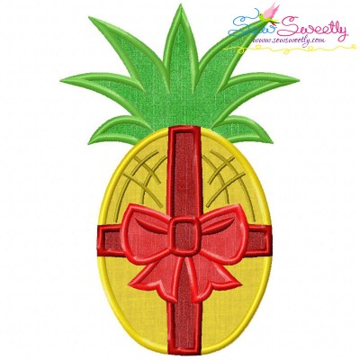 Christmas Pineapple Bow Applique Design Pattern-1
