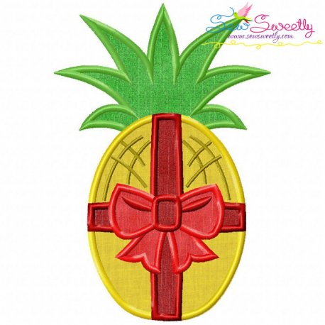 Christmas Pineapple Bow Applique Design Pattern