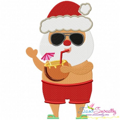 Tropical Santa Embroidery Design Pattern