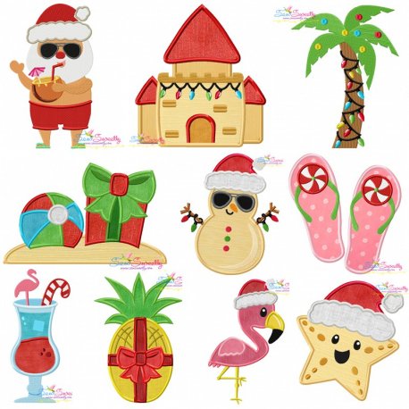 Tropical Christmas Embroidery Design Pattern Bundle-1