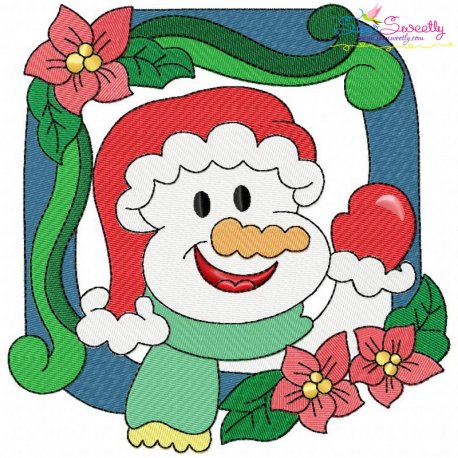 Christmas Frame- Snowman-3 Embroidery Design Pattern