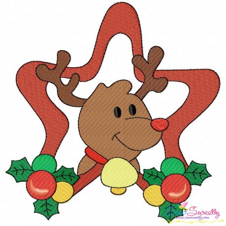 Christmas Frame Reindeer-2 Embroidery Design Pattern