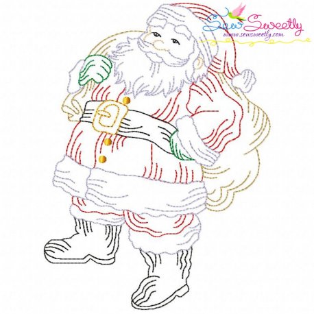 Vintage Bean Stitch Colorwork Santa Claus Embroidery Design Pattern