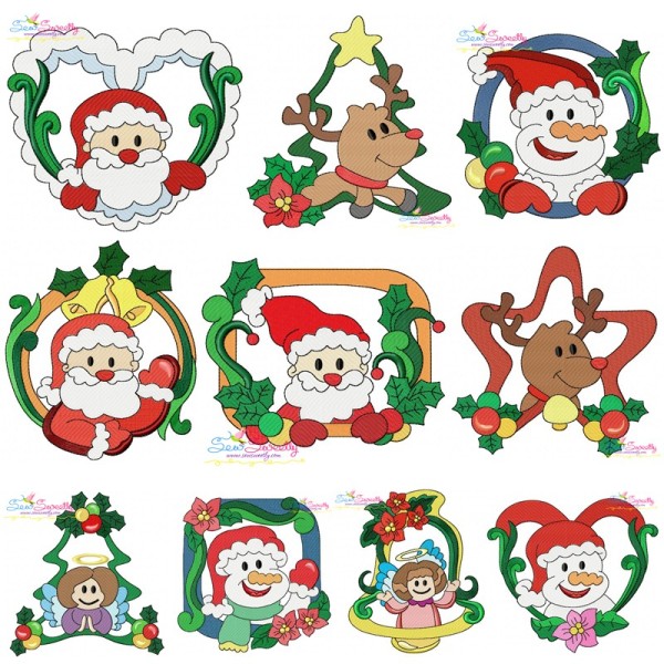 Christmas Frames Embroidery Design Bundle-1