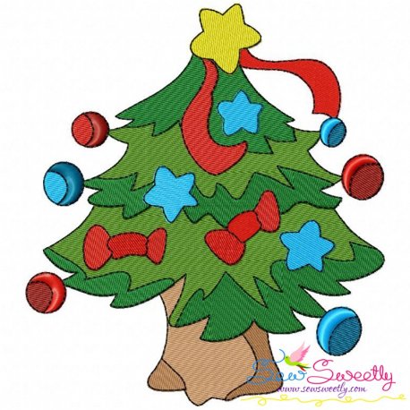 Christmas Tree Stars Embroidery Design Pattern