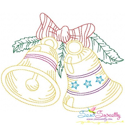 Vintage Bean Stitch Colorwork Christmas Bells Embroidery Design Pattern-1